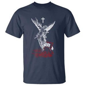 Saint Michael The Archangel Defeating Satan T Shirt TS10 Navy Print Your Wear