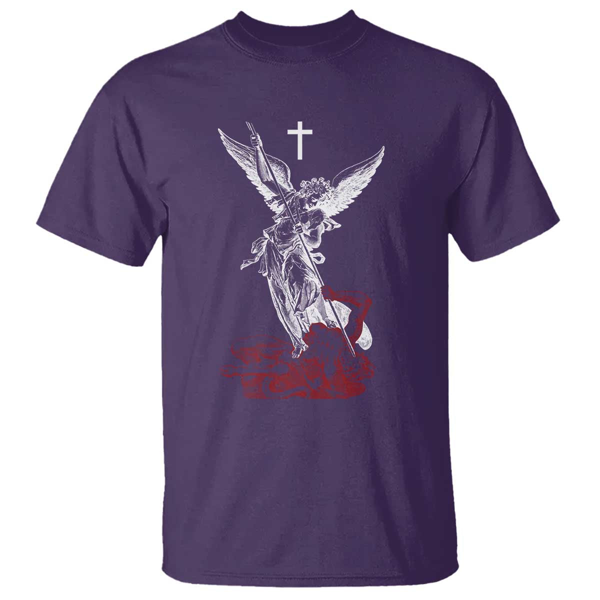 Saint Michael The Archangel Defeating Satan T Shirt TS10 Purple Print Your Wear