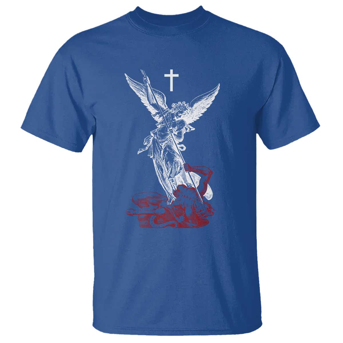 Saint Michael The Archangel Defeating Satan T Shirt TS10 Royal Blue Print Your Wear