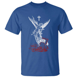 Saint Michael The Archangel Defeating Satan T Shirt TS10 Royal Blue Print Your Wear