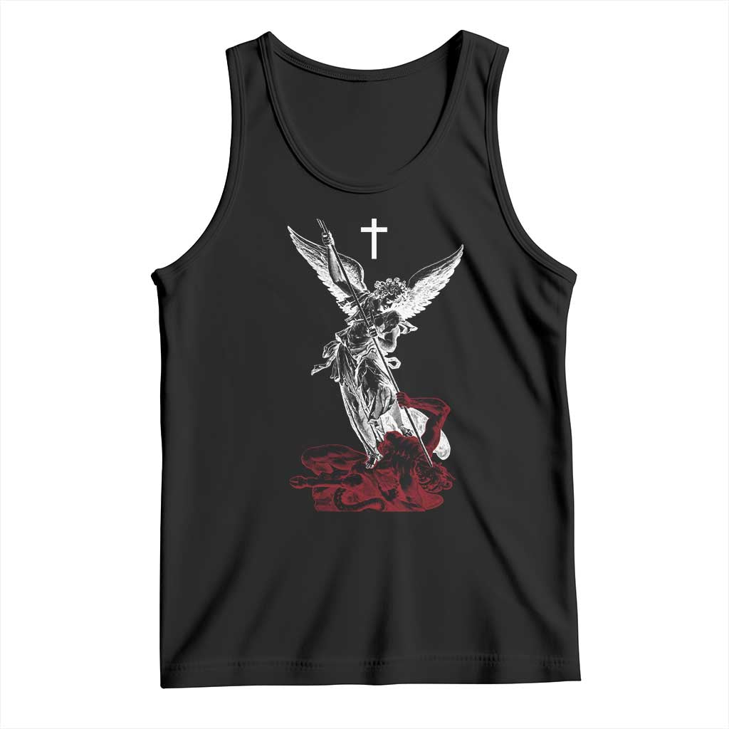 Saint Michael The Archangel Defeating Satan Tank Top TS10 Black Print Your Wear
