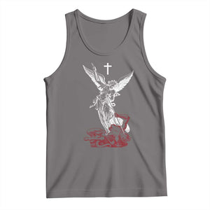 Saint Michael The Archangel Defeating Satan Tank Top TS10 Deep Heather Print Your Wear