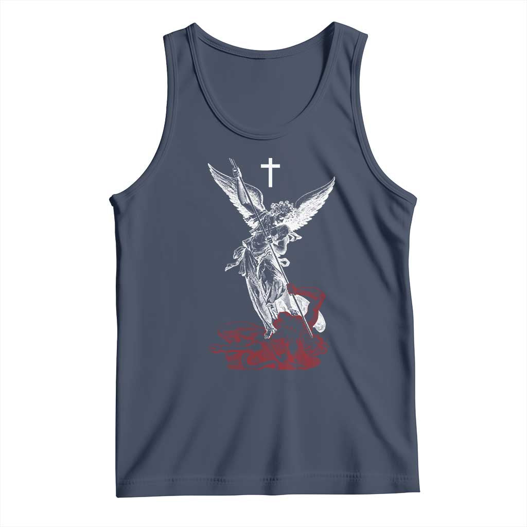 Saint Michael The Archangel Defeating Satan Tank Top TS10 Navy Print Your Wear