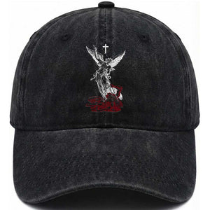 Saint Michael The Archangel Defeating Satan Washed Cotton Baseball Cap TS10 Print Your Wear