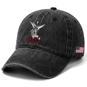 Saint Michael The Archangel Defeating Satan Washed Cotton Baseball Cap TS10 Print Your Wear