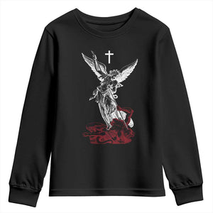 Saint Michael The Archangel Defeating Satan Youth Sweatshirt TS10 Black Print Your Wear