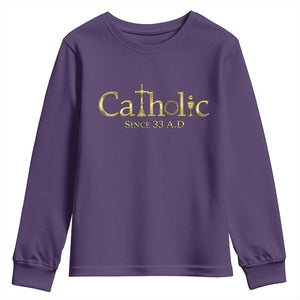 Catholic Since 33 AD Youth Sweatshirt Christianity Crucifix Jesus Eucharist TS10 Purple Print Your Wear
