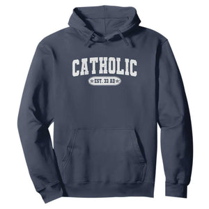 Catholic Since 33 AD Hoodie Vintage Varsity Crucifix Jesus Eucharist Christianity TS10 Navy Print Your Wear