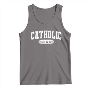 Catholic Since 33 AD Tank Top Vintage Varsity Crucifix Jesus Eucharist Christianity TS10 Deep Heather Print Your Wear
