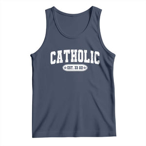 Catholic Since 33 AD Tank Top Vintage Varsity Crucifix Jesus Eucharist Christianity TS10 Navy Print Your Wear