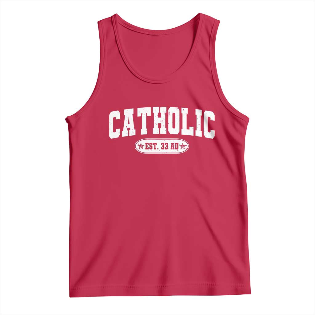 Catholic Since 33 AD Tank Top Vintage Varsity Crucifix Jesus Eucharist Christianity TS10 Red Print Your Wear
