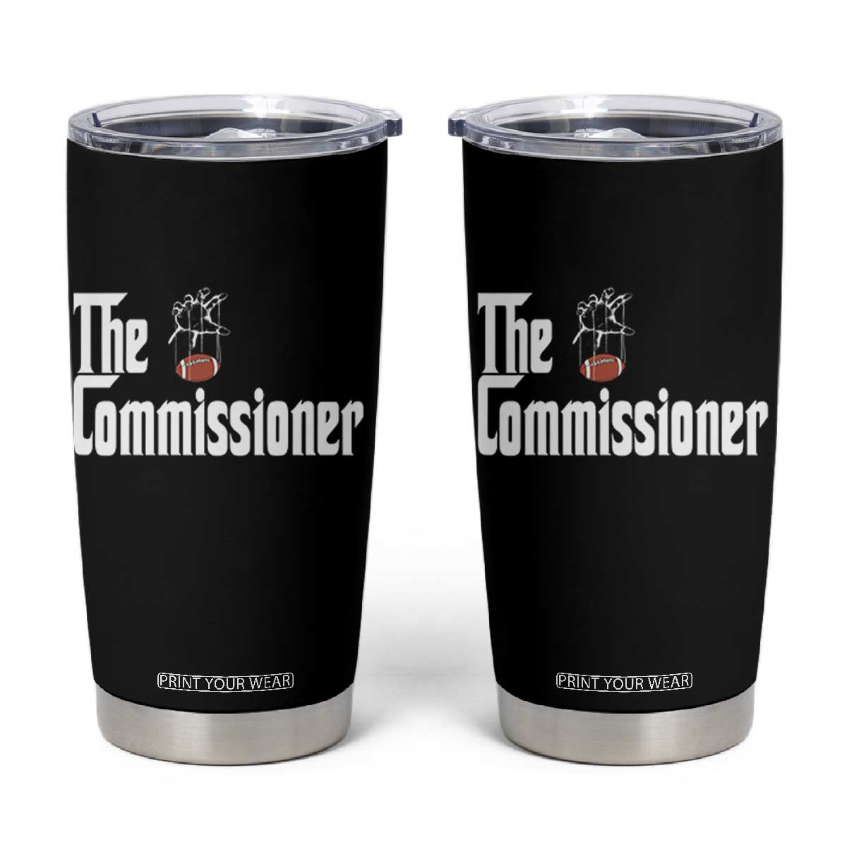 Fantasy Football Commissioner Tumbler Cup Draft Party Commish FFL TS10 Black Print Your Wear