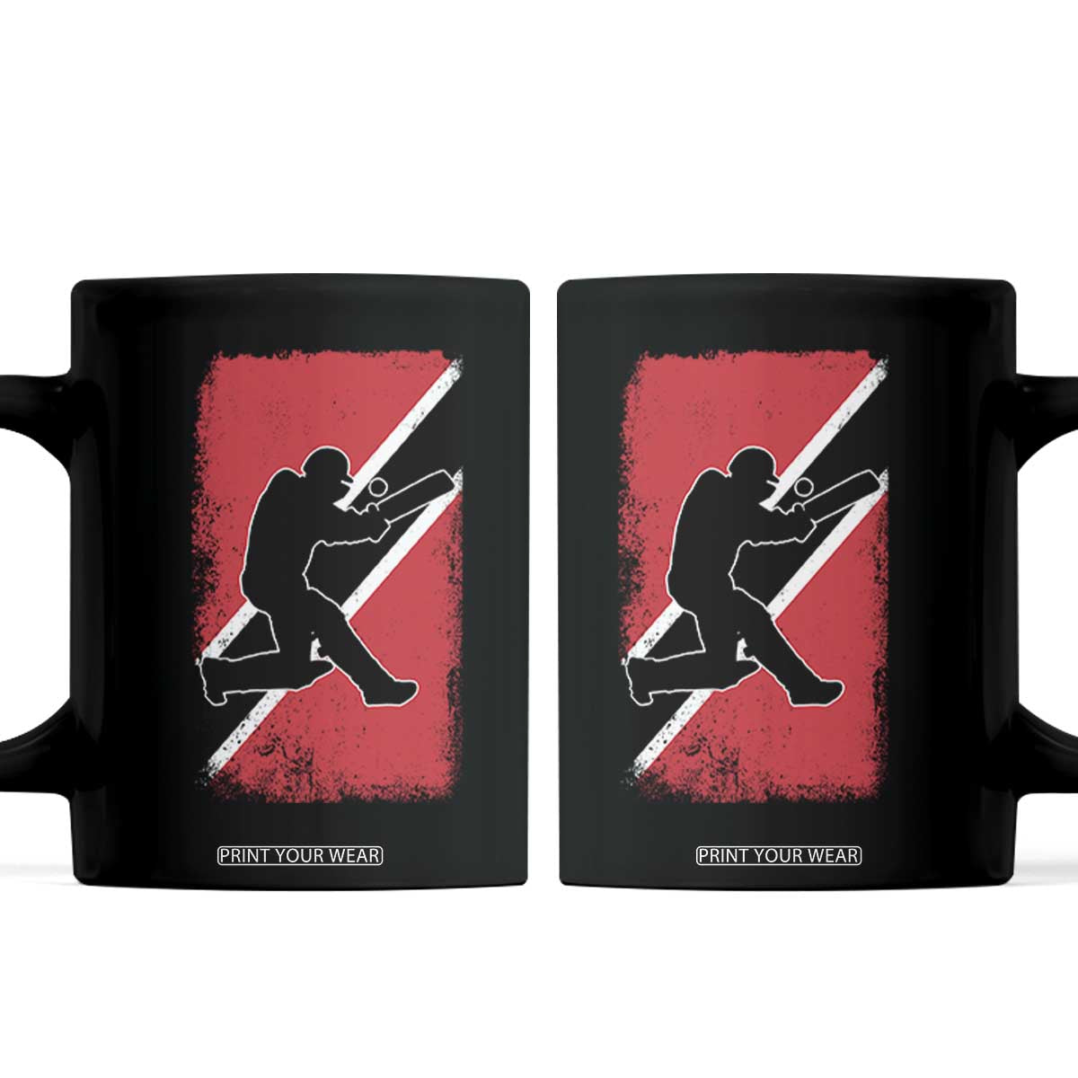 Trinidad and Tobago Cricket Coffee Mug Retro Vintage Sport Trini Trinidadian Flag Cricket Fan TS10 Black Print Your Wear