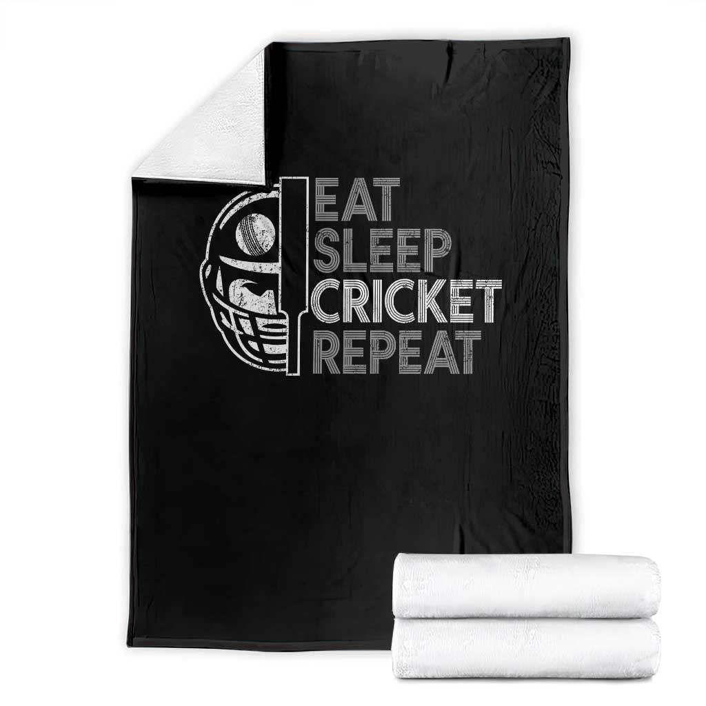 Eat Sleep Cricket Repeat Throw Blanket Retro Vintage Cricket Gifts TS10 Black Print Your Wear