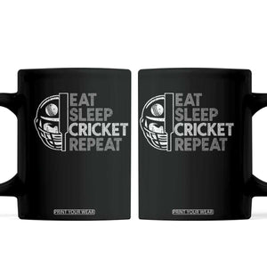 Eat Sleep Cricket Repeat Coffee Mug Retro Vintage Cricket Gifts TS10 Black Print Your Wear