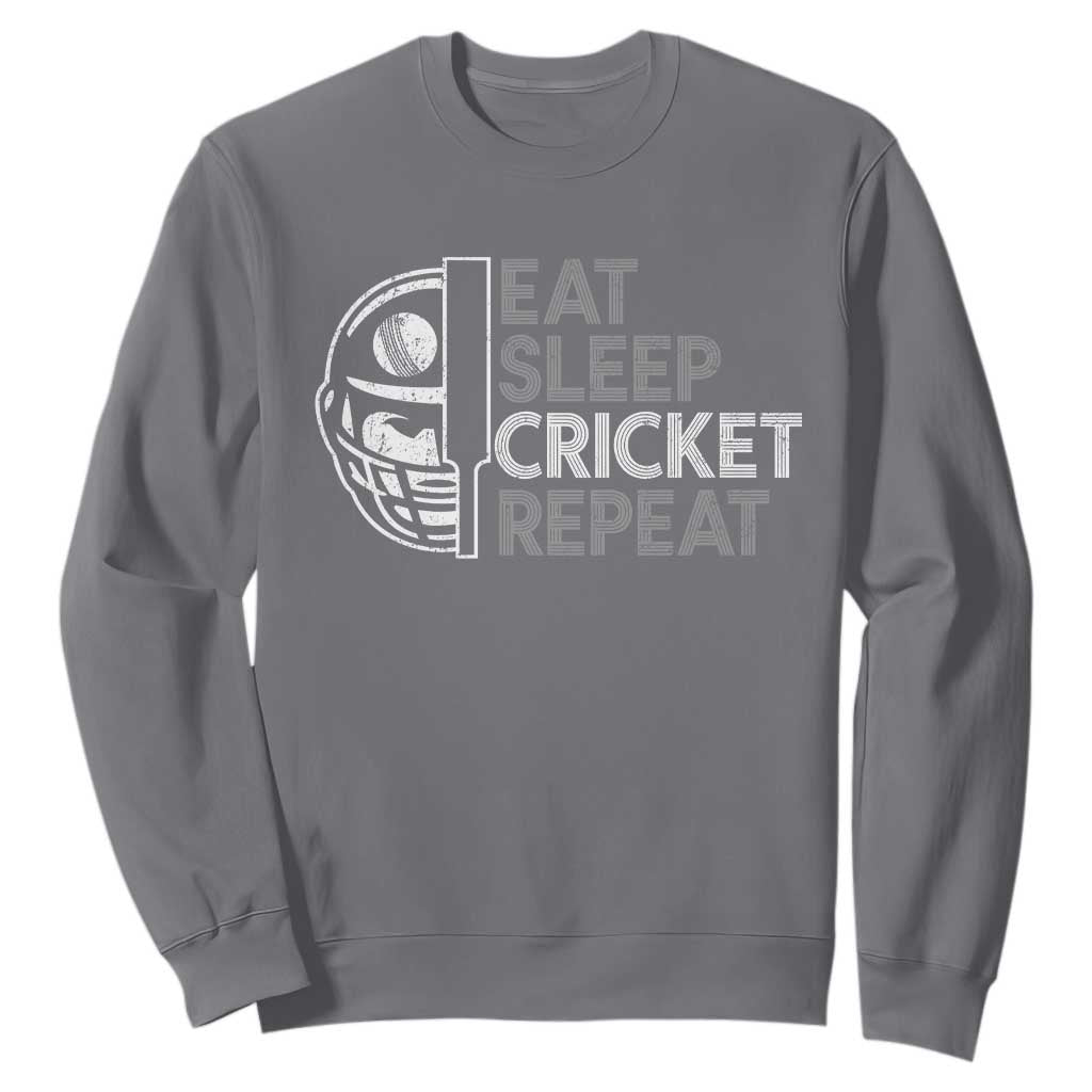 Eat Sleep Cricket Repeat Sweatshirt Retro Vintage Cricket Gifts TS10 Charcoal Print Your Wear