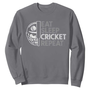 Eat Sleep Cricket Repeat Sweatshirt Retro Vintage Cricket Gifts TS10 Charcoal Print Your Wear