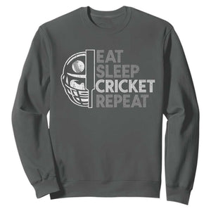 Eat Sleep Cricket Repeat Sweatshirt Retro Vintage Cricket Gifts TS10 Dark Heather Print Your Wear