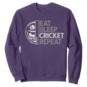 Eat Sleep Cricket Repeat Sweatshirt Retro Vintage Cricket Gifts TS10 Purple Print Your Wear
