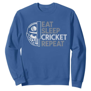Eat Sleep Cricket Repeat Sweatshirt Retro Vintage Cricket Gifts TS10 Royal Blue Print Your Wear