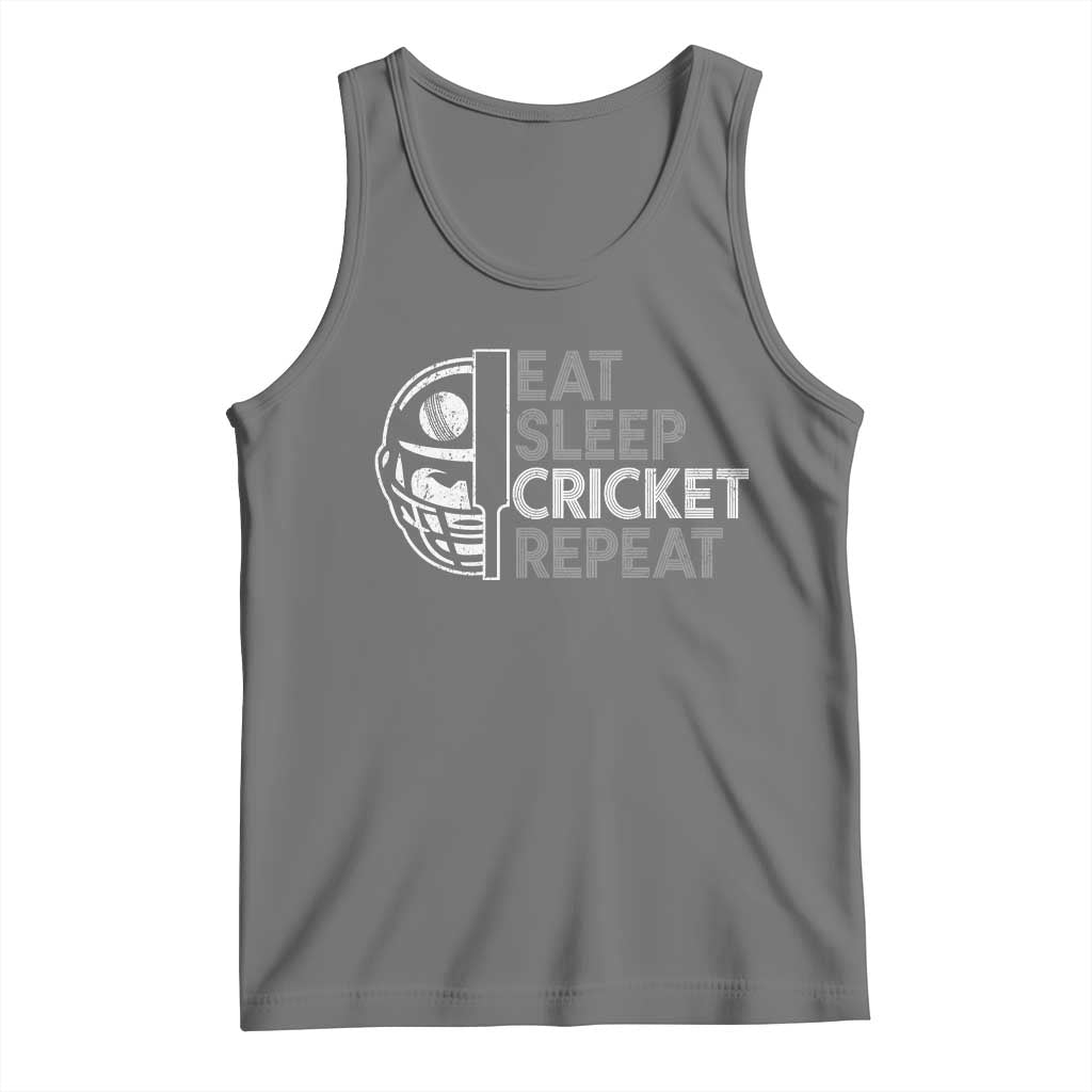 Eat Sleep Cricket Repeat Tank Top Retro Vintage Cricket Gifts TS10 Black Heather Print Your Wear