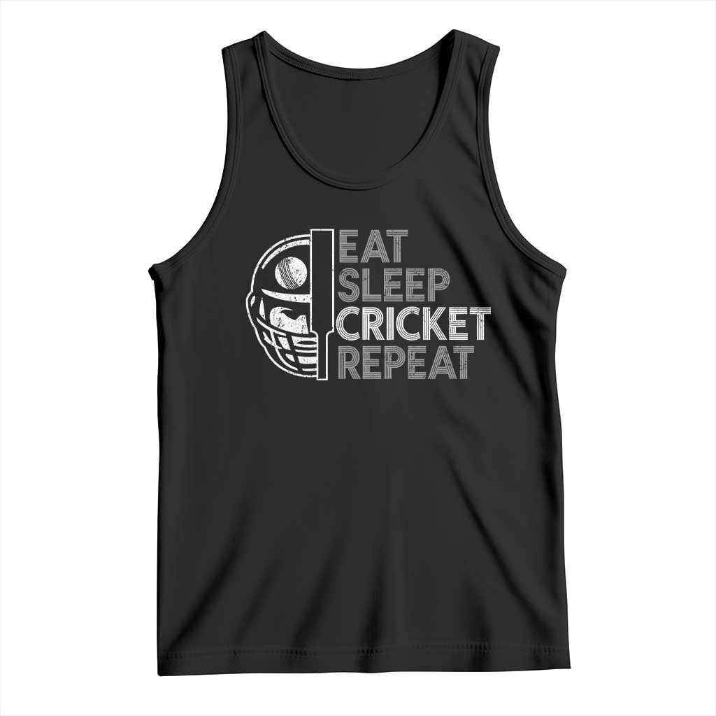 Eat Sleep Cricket Repeat Tank Top Retro Vintage Cricket Gifts TS10 Black Print Your Wear