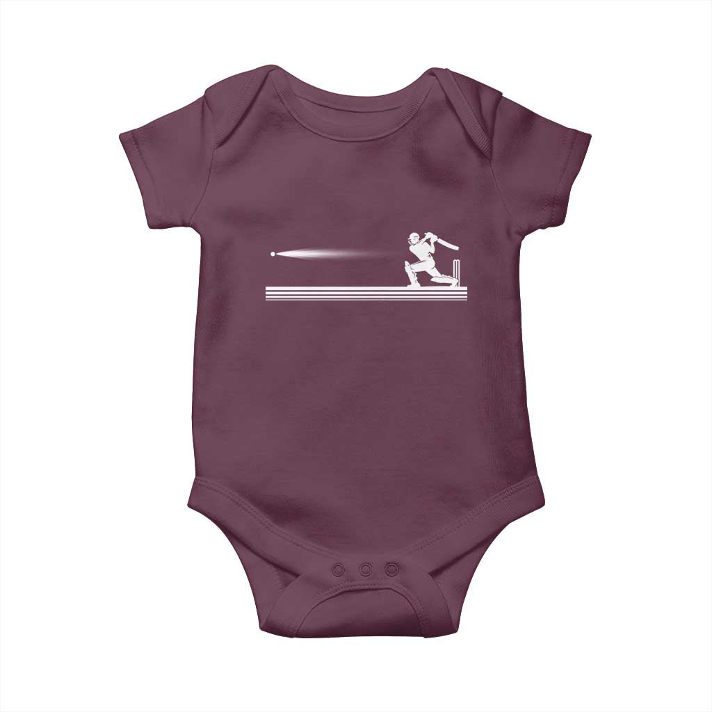Cricket Player Baby Onesie Powerful Batsman Shot Cricket Gifts TS10 Maroon Print Your Wear