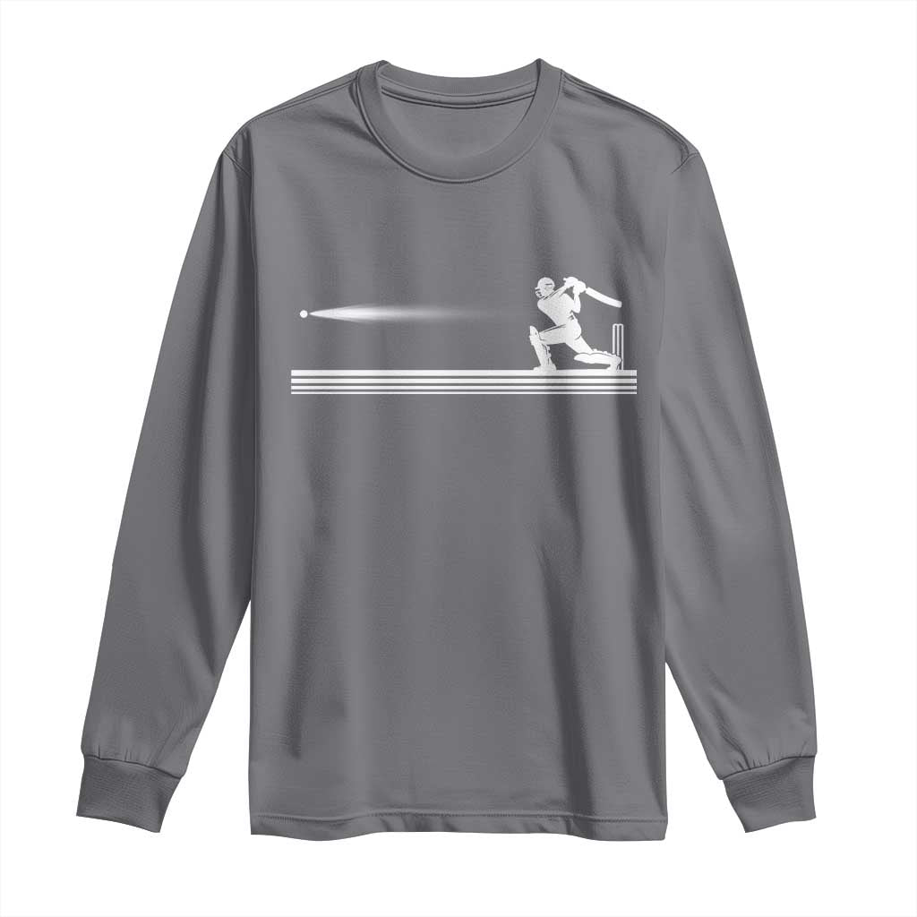 Cricket Player Long Sleeve Shirt Powerful Batsman Shot Cricket Gifts TS10 Charcoal Print Your Wear