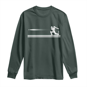 Cricket Player Long Sleeve Shirt Powerful Batsman Shot Cricket Gifts TS10 Dark Forest Green Print Your Wear