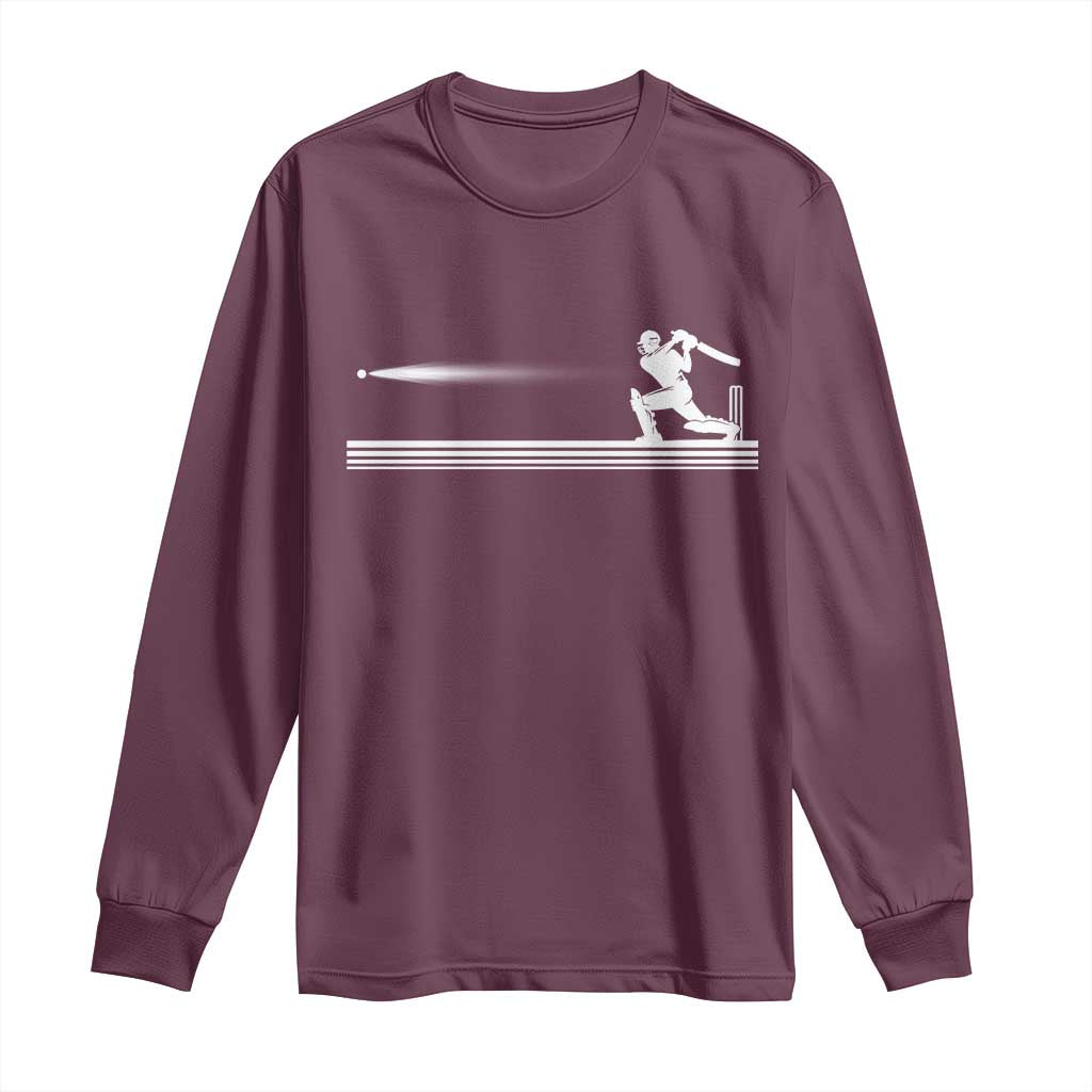 Cricket Player Long Sleeve Shirt Powerful Batsman Shot Cricket Gifts TS10 Maroon Print Your Wear