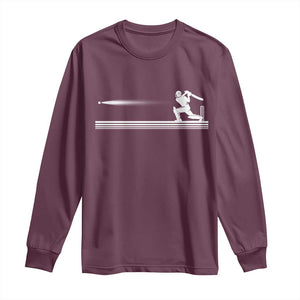 Cricket Player Long Sleeve Shirt Powerful Batsman Shot Cricket Gifts TS10 Maroon Print Your Wear