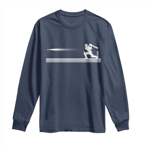 Cricket Player Long Sleeve Shirt Powerful Batsman Shot Cricket Gifts TS10 Navy Print Your Wear