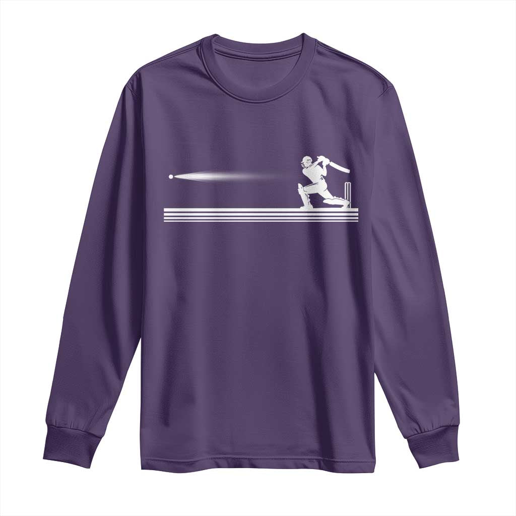 Cricket Player Long Sleeve Shirt Powerful Batsman Shot Cricket Gifts TS10 Purple Print Your Wear