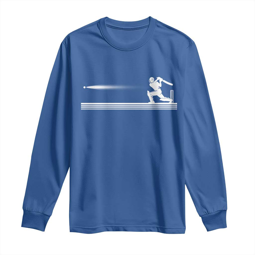 Cricket Player Long Sleeve Shirt Powerful Batsman Shot Cricket Gifts TS10 Royal Blue Print Your Wear