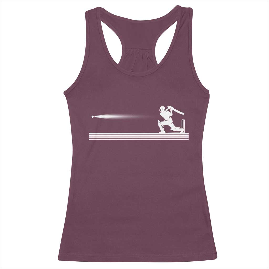 Cricket Player Racerback Tank Top Powerful Batsman Shot Cricket Gifts TS10 Maroon Print Your Wear