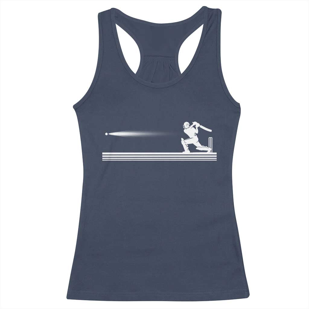 Cricket Player Racerback Tank Top Powerful Batsman Shot Cricket Gifts TS10 Navy Print Your Wear