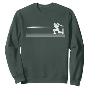 Cricket Player Sweatshirt Powerful Batsman Shot Cricket Gifts TS10 Dark Forest Green Print Your Wear