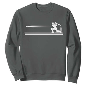 Cricket Player Sweatshirt Powerful Batsman Shot Cricket Gifts TS10 Dark Heather Print Your Wear