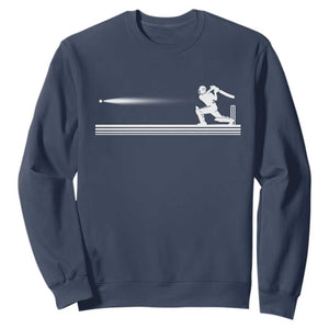 Cricket Player Sweatshirt Powerful Batsman Shot Cricket Gifts TS10 Navy Print Your Wear