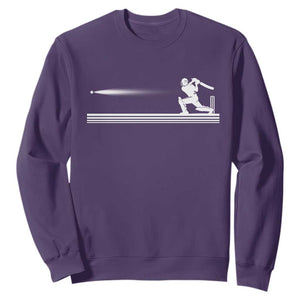 Cricket Player Sweatshirt Powerful Batsman Shot Cricket Gifts TS10 Purple Print Your Wear