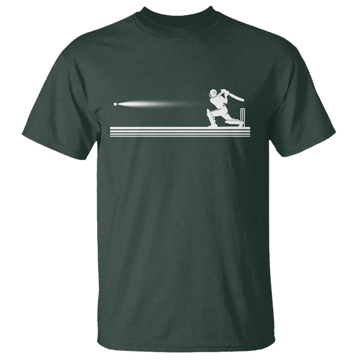 Cricket Player T Shirt Powerful Batsman Shot Cricket Gifts TS10 Dark Forest Green Print Your Wear