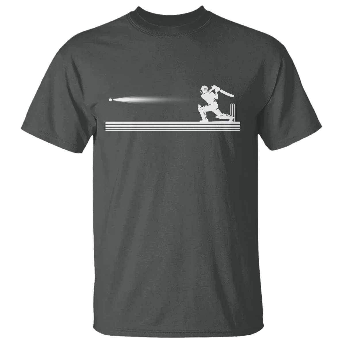 Cricket Player T Shirt Powerful Batsman Shot Cricket Gifts TS10 Dark Heather Print Your Wear