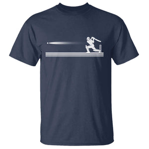 Cricket Player T Shirt Powerful Batsman Shot Cricket Gifts TS10 Navy Print Your Wear