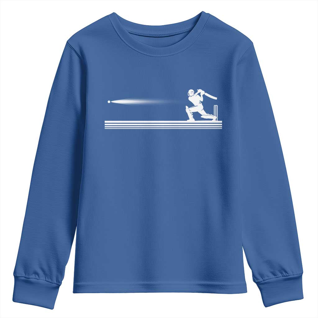 Cricket Player Youth Sweatshirt Powerful Batsman Shot Cricket Gifts TS10 Royal Blue Print Your Wear