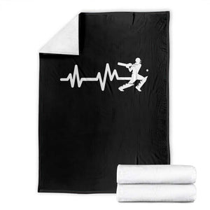 Cricket Player Throw Blanket Cricket Heartbeat Batsman TS10 Black Print Your Wear