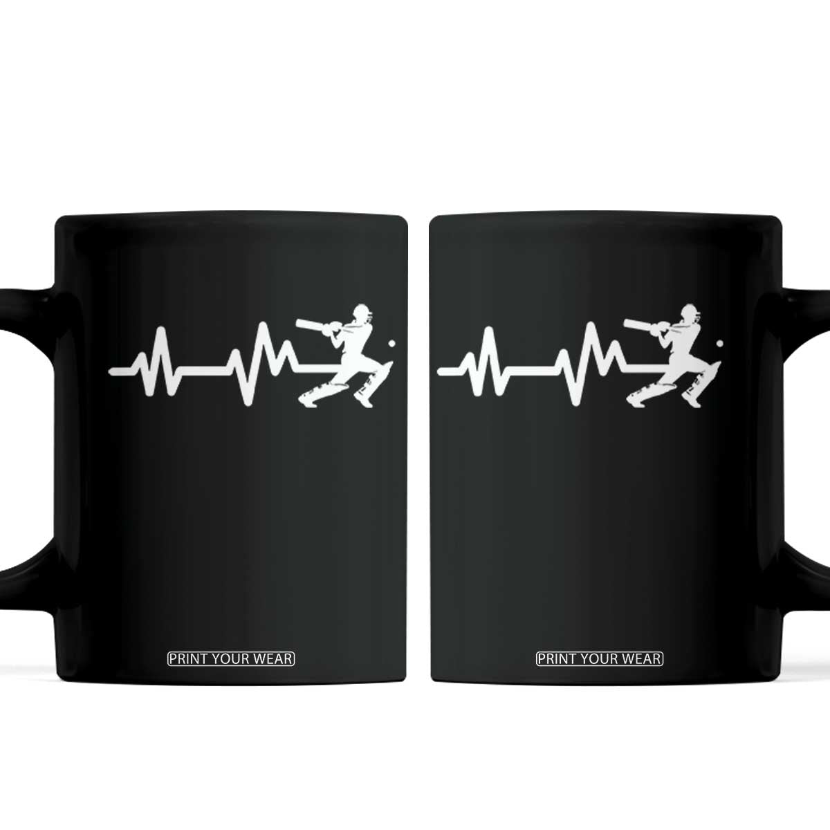 Cricket Player Coffee Mug Cricket Heartbeat Batsman TS10 Black Print Your Wear