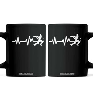 Cricket Player Coffee Mug Cricket Heartbeat Batsman TS10 Black Print Your Wear