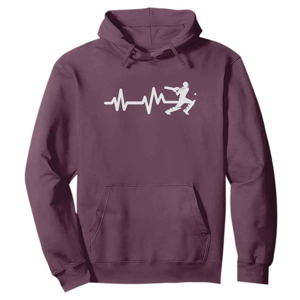Cricket Player Hoodie Cricket Heartbeat Batsman TS10 Maroon Print Your Wear