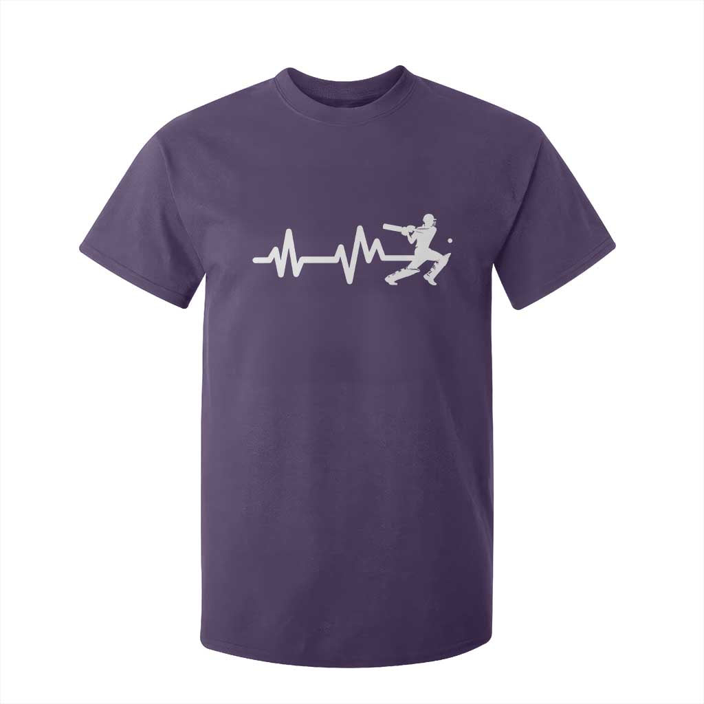 Cricket Player T Shirt For Kid Cricket Heartbeat Batsman TS10 Purple Print Your Wear