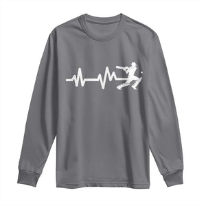 Cricket Player Long Sleeve Shirt Cricket Heartbeat Batsman TS10 Charcoal Print Your Wear